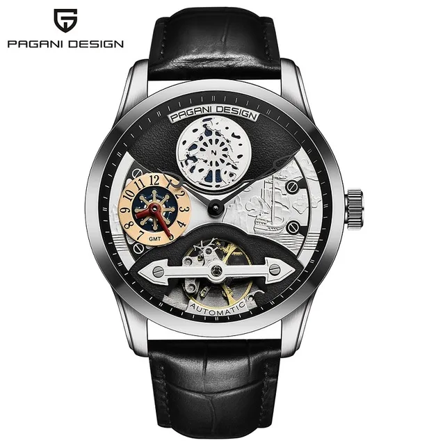 PAGANI design 1635 Leather Tourbillon Watch Automatic Men Watch Men Mechanical Steel Watches Relogio Masculino