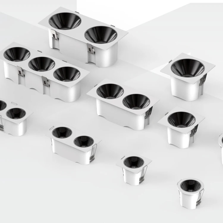 Anti Glare Three Heads Hotel Home White Square Frame 8w 10w Recessed Aluminum Modern Style Cob Led Recessed Down Light