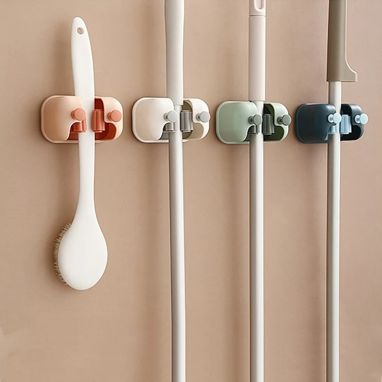 Bathroom Fixed Mop Rack Mop Hook Wall Hanging Holder Punch-free Strong Viscose Broom Storage Holder