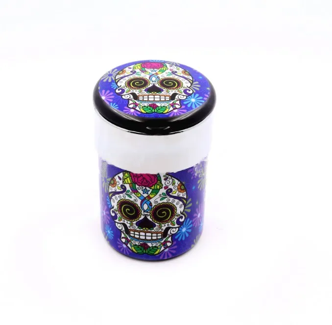 Portable custom printing plastic holder cup storage skull led electronic smell wind proof cigar ashtray with cover for car
