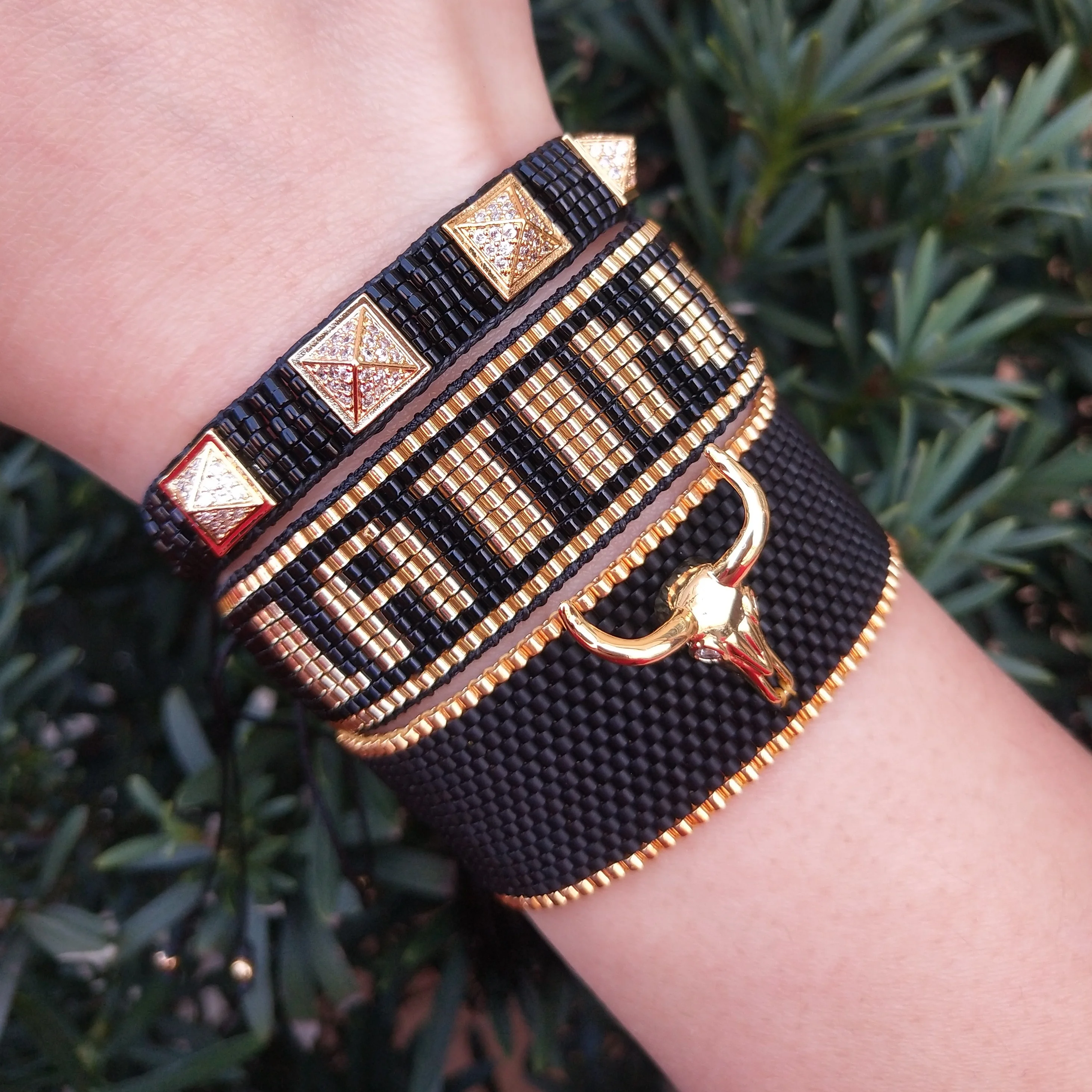 Miyuki beads bracelet Set fashion bull head shape rivet crystal Letter Wholesale jewelry adjustable charm bohemian bracelet