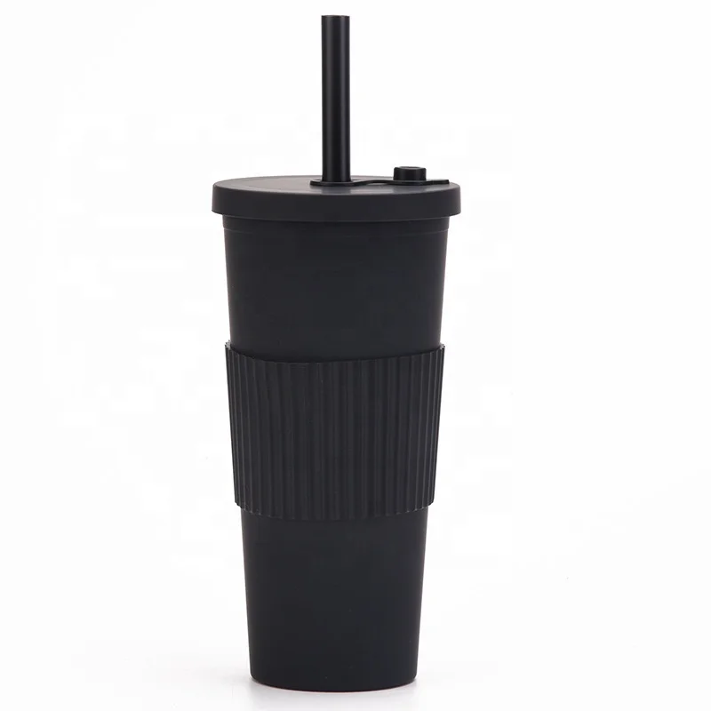 wholesale Reusable plastic acrylic tea Cup Double Wall Insulated Wide boba tumbler with lid and Straw For Bubble Tea
