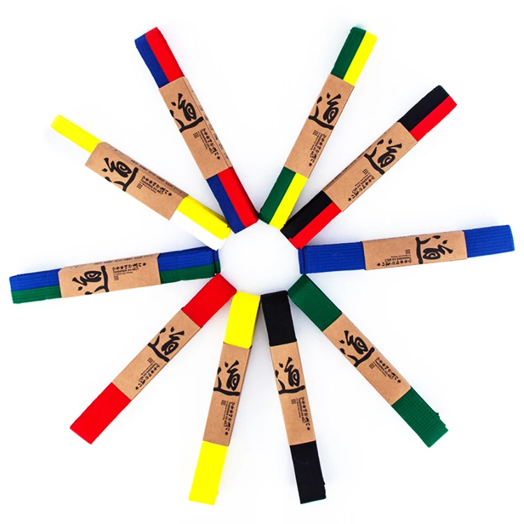 Custom orange blue white taekwondo karate belts with embroidery