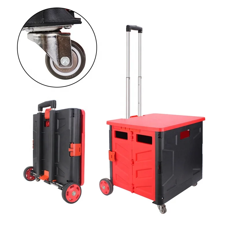 Foldable Supermarket Shopping Cart Grocery Cart Portable Shopping Box Trolley