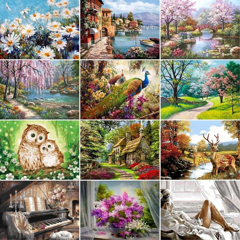 Paint by Numbers Flower Picture Colourings DIY HandPainted oil  Painting By Number For Adults On Canvas Unique Gift