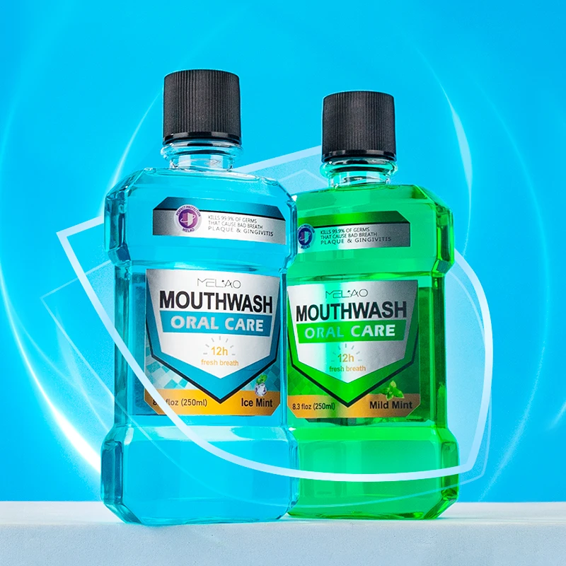Hot Selling Private Label Organic Herbal Professional Sugar Free Mint Refreshing Mouthwash Go to Bad Breath Clean Teeth