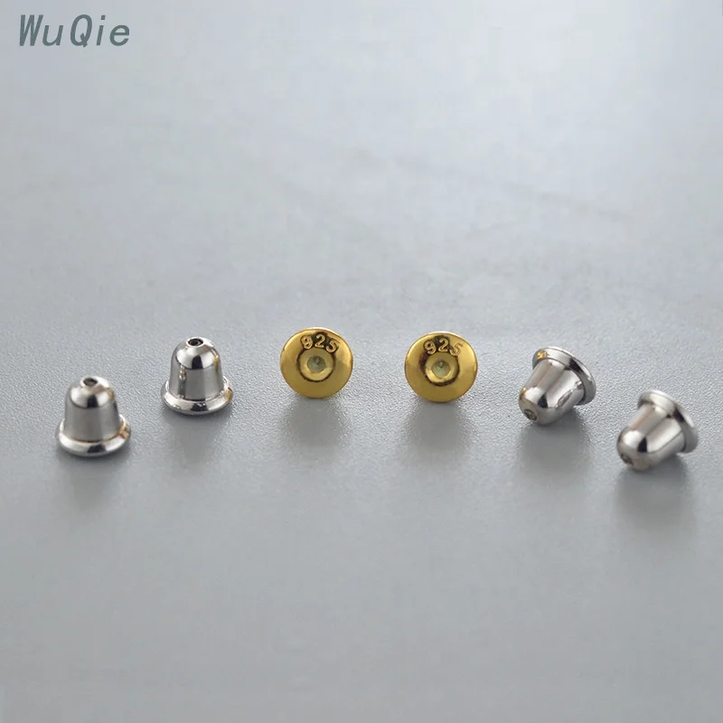 Wholesale 925 Silver with Rubber Silicone Earring Backs for Jewelry Findings New Design Earplugs Customized Logo Studs Stopper