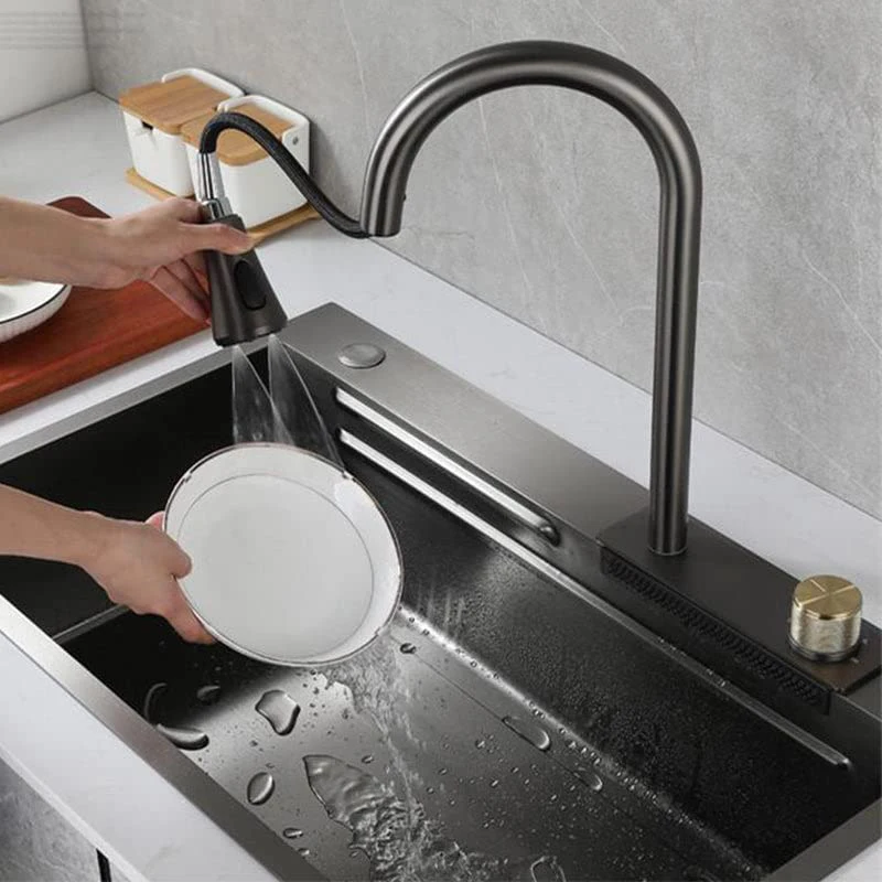 Pull Down Sprayer Waterfall Kitchen Sink Faucets