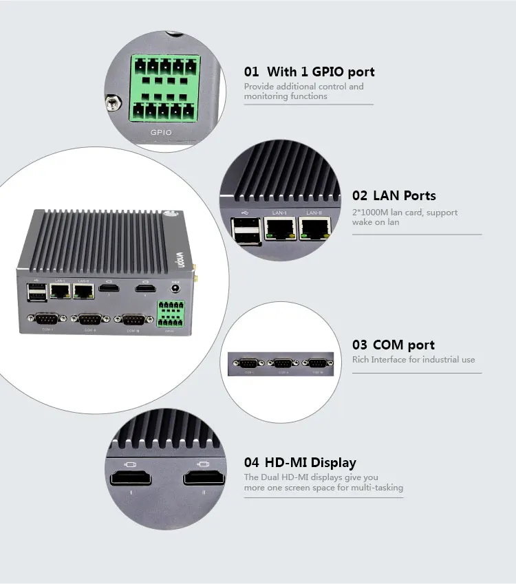 
industrial grade control fanless ruggedized embedded mini industrial pc box computer 