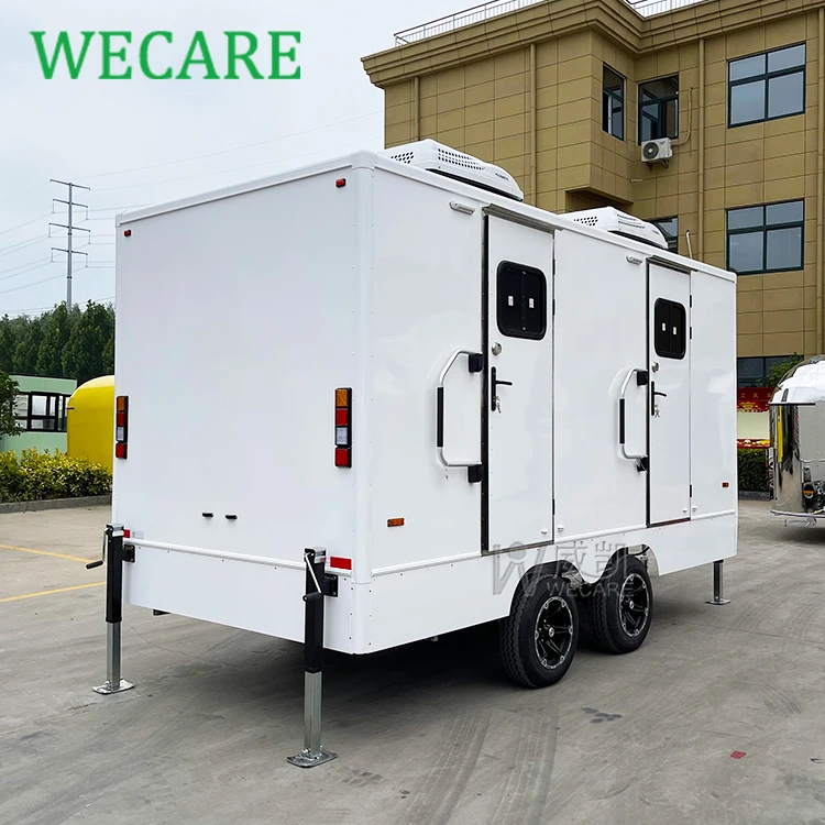Wecare 450*210*210cm mobile portable luxury restrooms camping trailer toilet outdoor portable