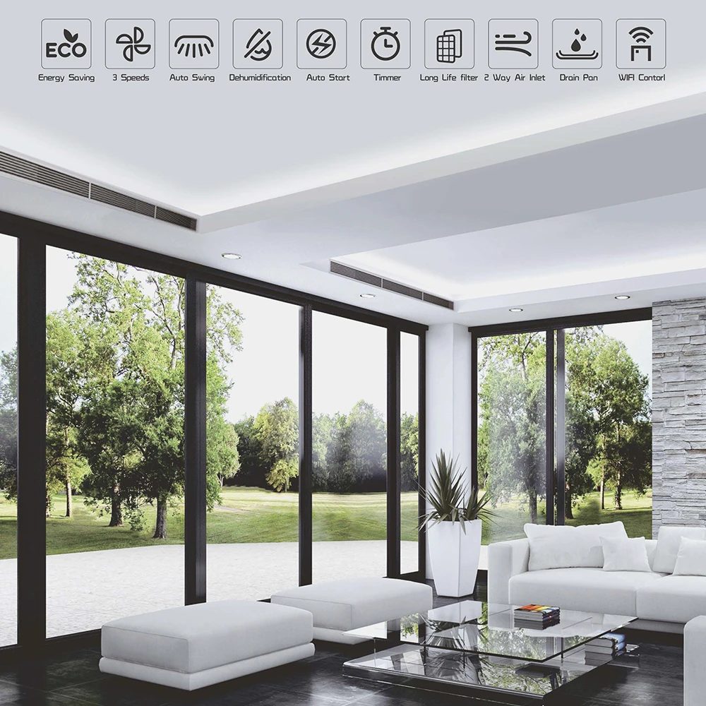 AS BEB JIB CECC EUROVENT Certification AC Heat pump R410A T1 Ducted Split Air Conditioner Ceiling concealed