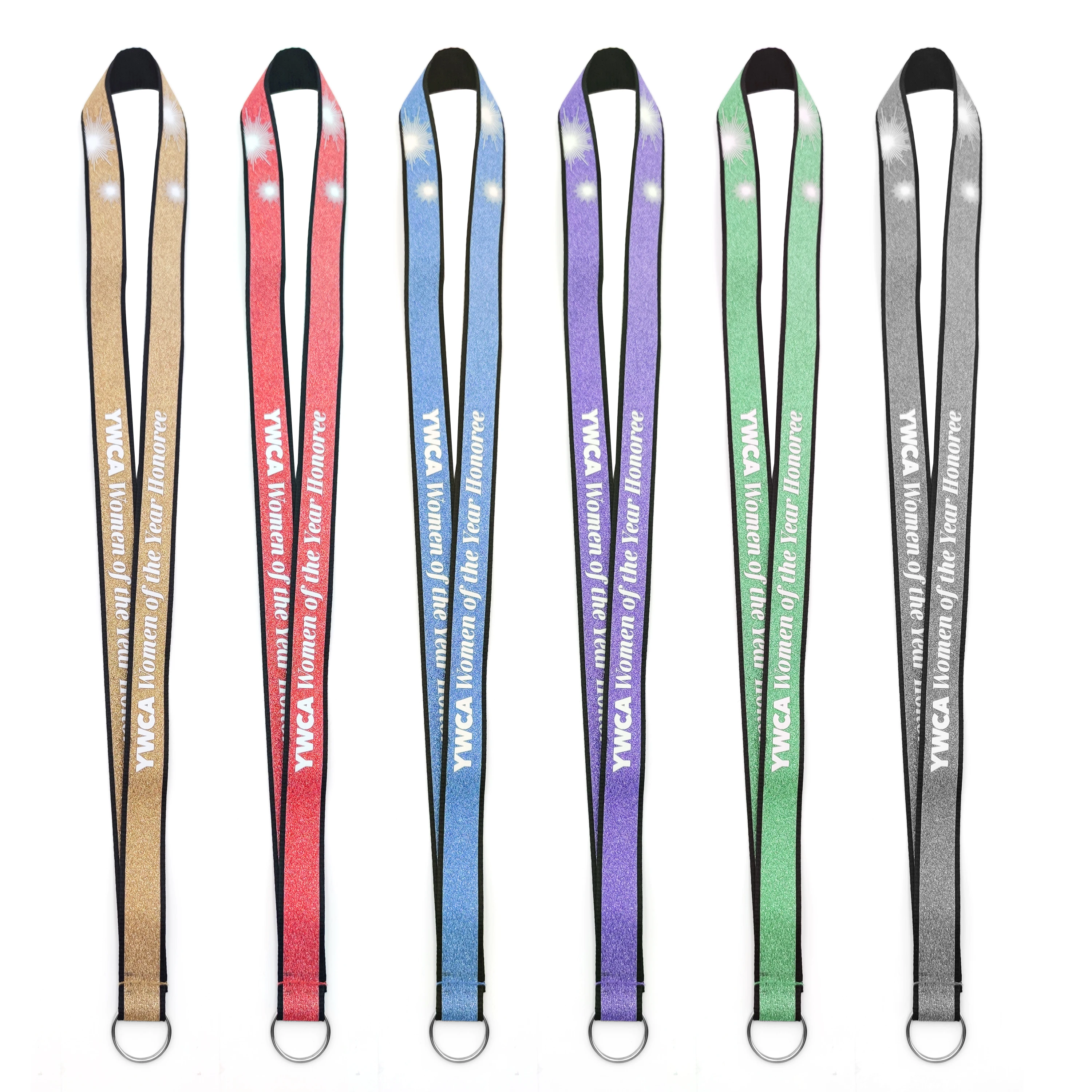 Bulk Gold Silver Glitter Lanyard With Logo Custom Waterproof Glitter Lanyard With ID Badge Card Holder