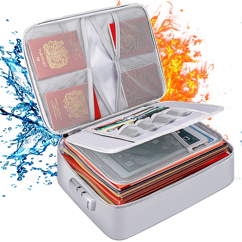 office supplies filing products Iso Travel File Passport Important Document Storage Bag Fireproof Waterproof