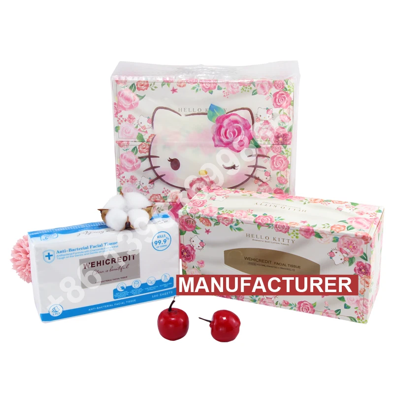 OEM wholesale high quality FSC eco friendly luxury branded custom cute baby face facial tissue paper with logo manufacturers
