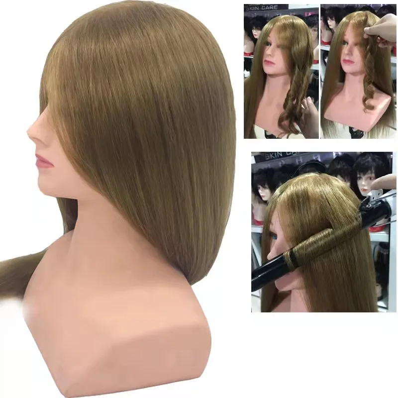 100% Remy Hair Practice Training Doll Head  Mannequin Head with Hair for Salon Beauty School Hairdresser