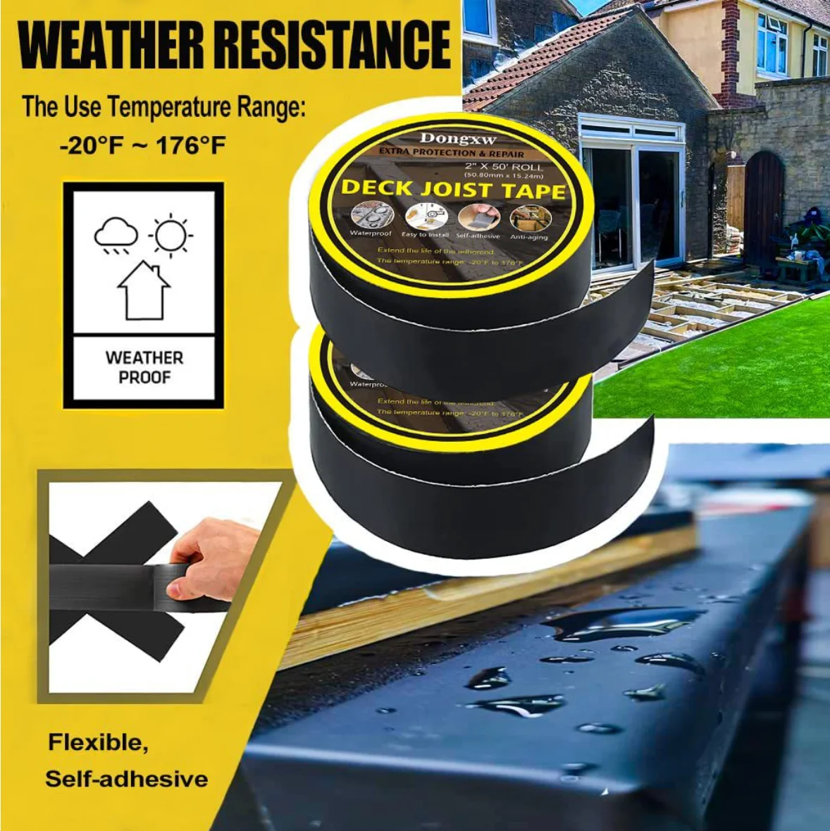 High Density Outdoor Waterproofing Self Adhesive Board Butyl Protective Weather Resistance Joist Tape Deck Joist Flashing Tape