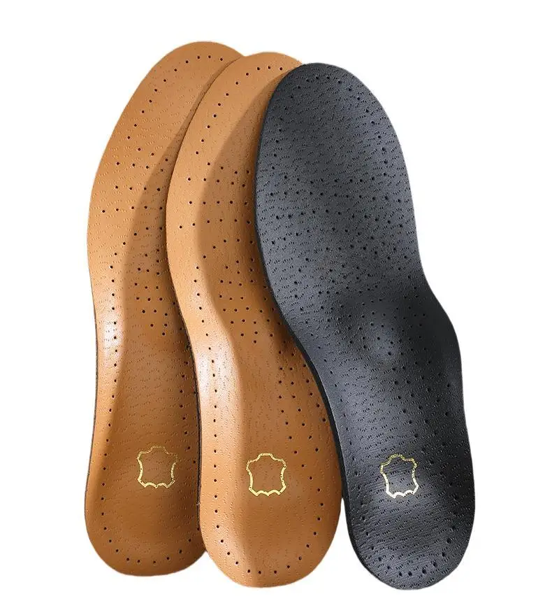 ZINSOLE Customizable Orthopedic Leather Insoles Flatfoot Support Comfortable Breathable Sweat & Odor Absorbent PU Insoles