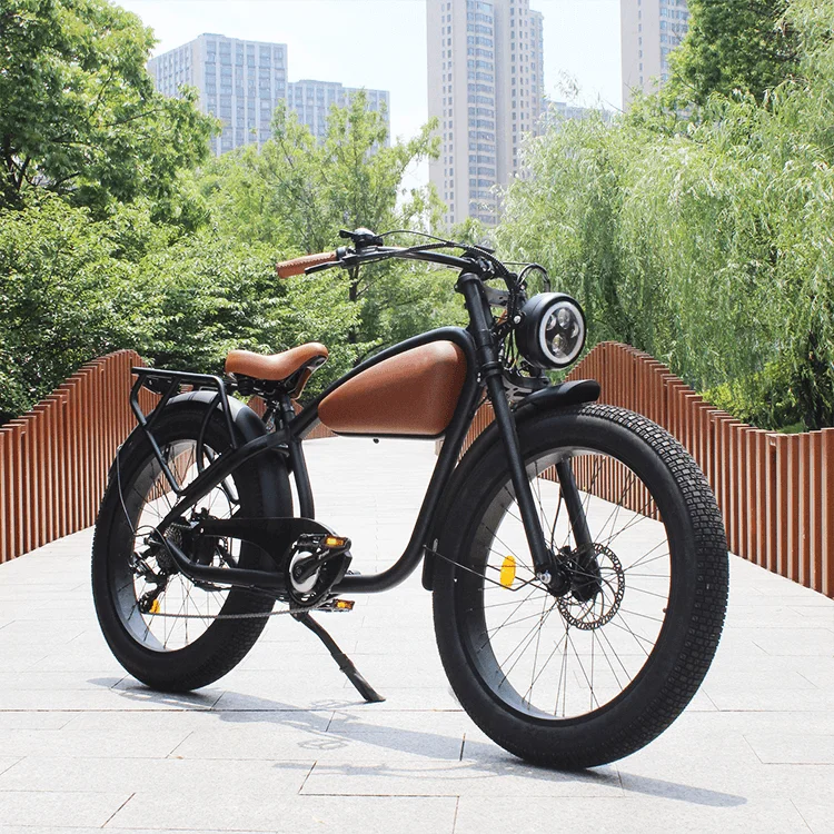 New Retro Fat Tire Super Electric Bike Cafe Racer Vintage Beach Cruiser Moped Adult Electrique Electric Chopper Bike