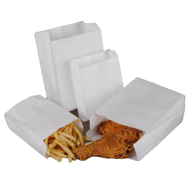 High-quality Brown White Kraft Flat Glassine Waxed Paper Bags Environmentally Friendly Fast Food Kraft Paper Bag