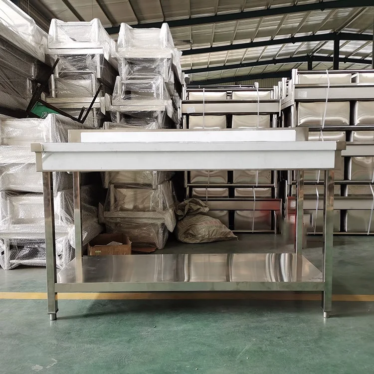 heavy duty two layers bakery tables steel metal table stainless steel kitchen work tables for food prepping and cutting