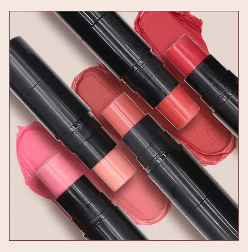 OCHAIN Low MOQ Design Your Own Logo Private Label Clay Pink Blush On Face Makeup Custom Vegan Cream Blush Stick