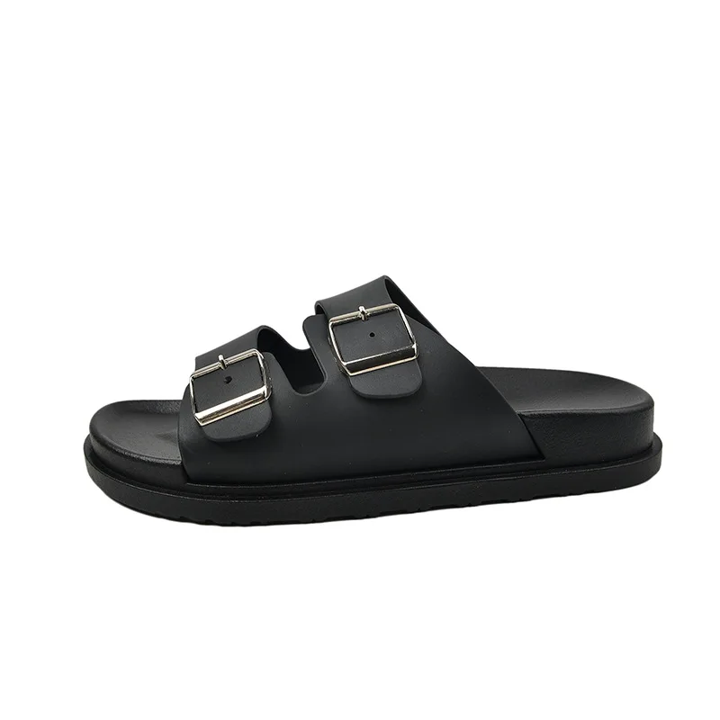 new arrival summer women flat slippers transparent outside slippers brown slides casuals beach slippers size