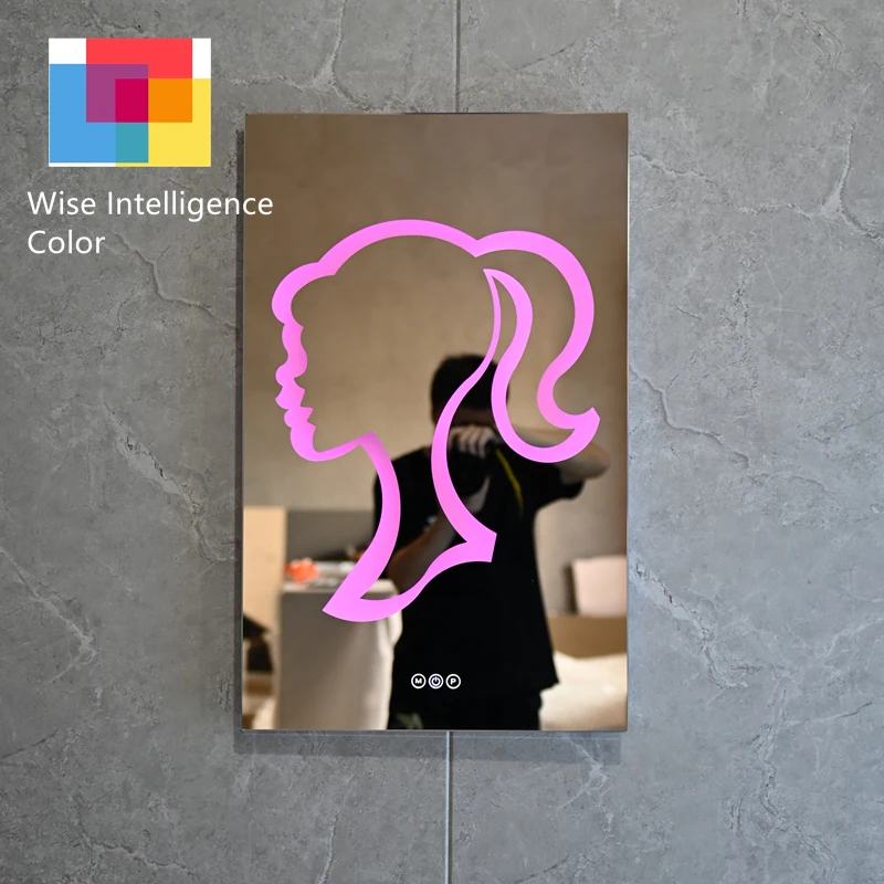 hello cute kitty Fashion make up mirrors pink light touch  switch For Bathroom Irregular Decorative Mirrors