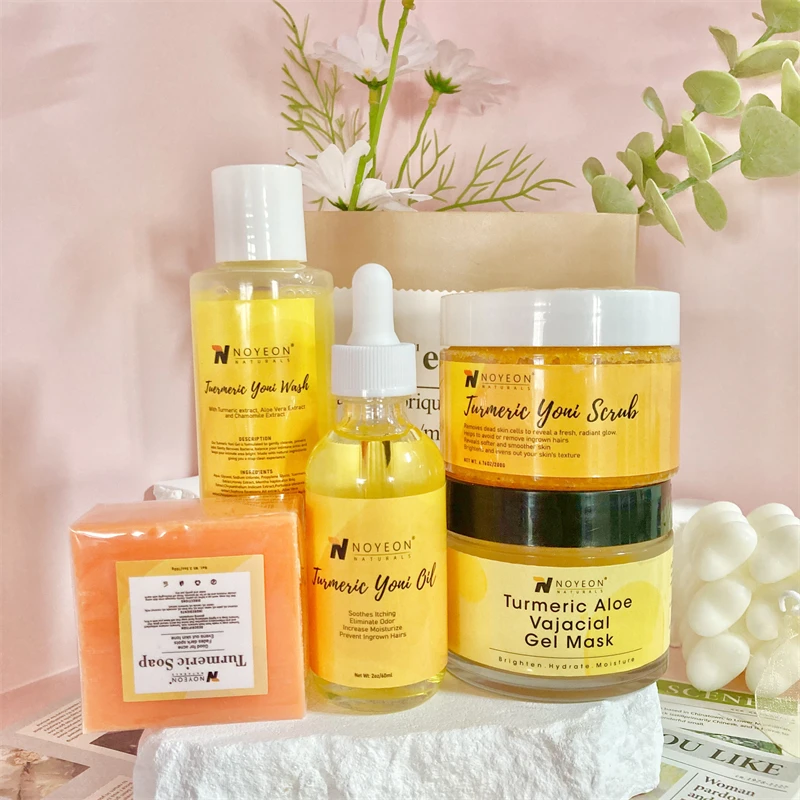 Turmeric Feminine Wash & Yoni Oil & Yoni Soap Set For Women Vaginal Ph Balance Remove Odor Soap Bar Feminine Hygiene Care Kit