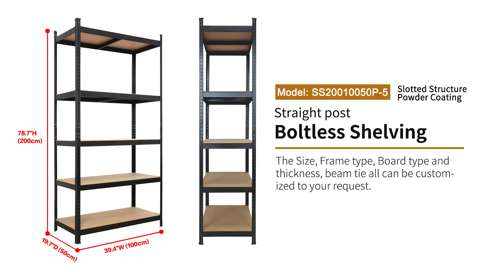 5 Layer Tier Adjustable Steel Metal Boltless Storage Shelving Shelves Rack for Warehouse Store Home Garage