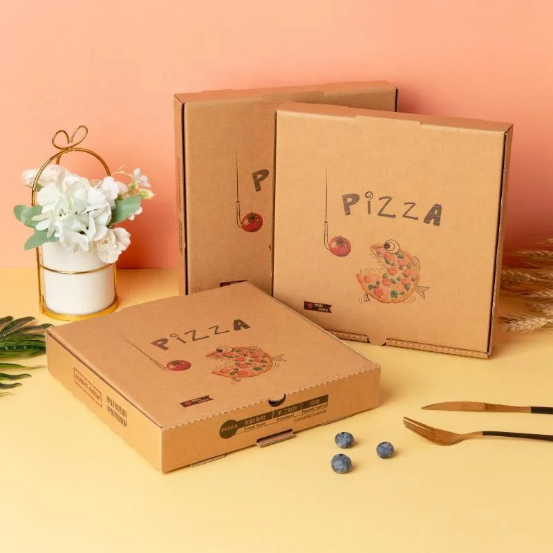 Buy All Size 6 7 9 10 11 12 13 16 Inch Fries Hamburger Kraft Paper empty Triple Square Rectangle Pizza Packaging Boxes