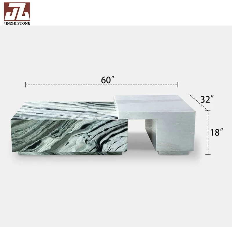 Modern Indoor Coffee Table with Natural Travertine Marble Simple Design for Dining Room Polished Honed Surface Finish for Hotels