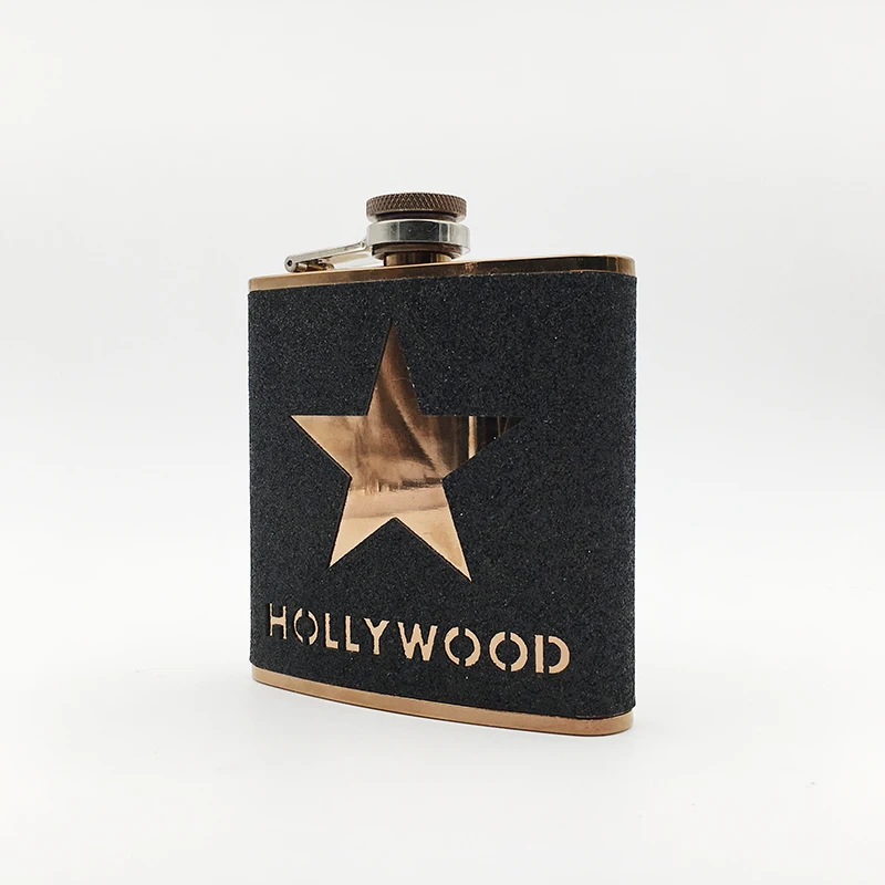 Black bling leather and golden flask stainless steel hip flask whisky flasks