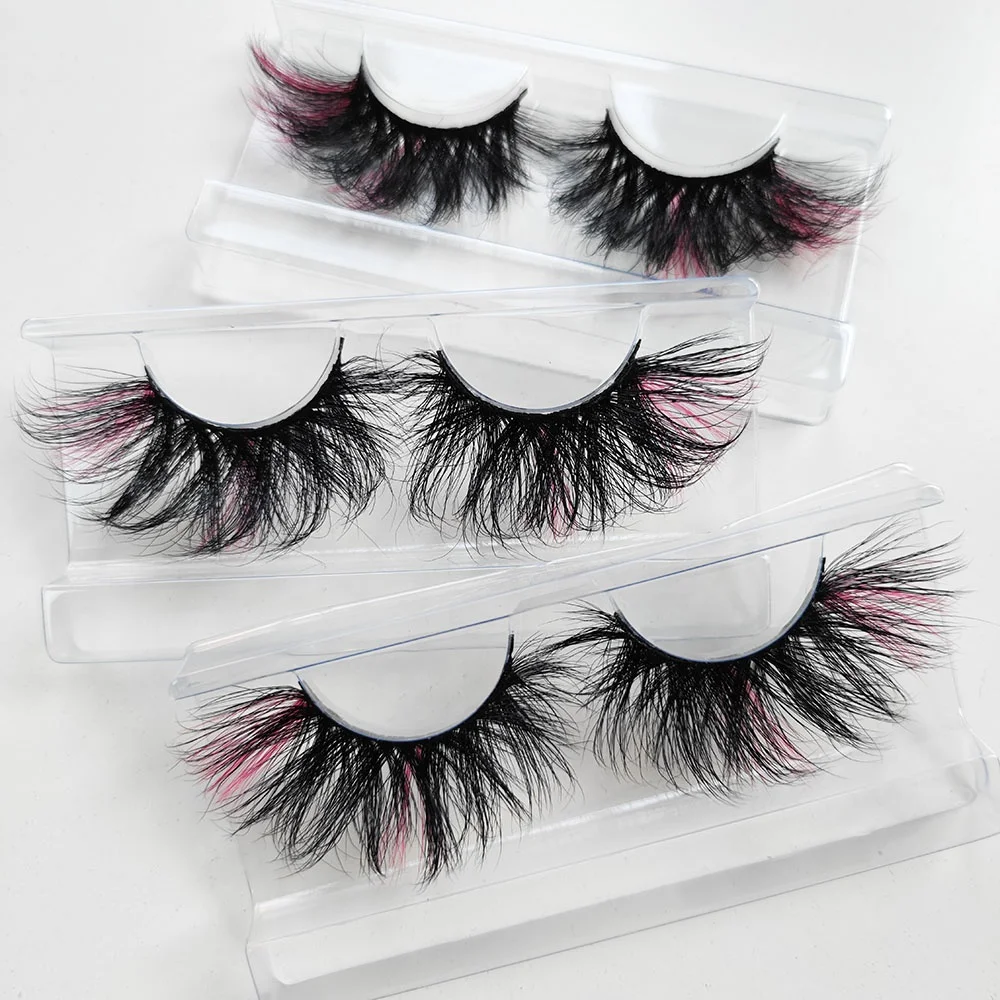 Hot selling 25mm 3D Mink Eyelashes with color real siberian dramatic 3d mink lashes with custom box
