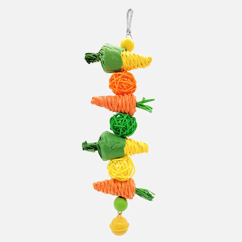New Design Parrot Chew Toy Natural Straw Rope Pine Cones Wooden Toy More Fun Bird Bite
