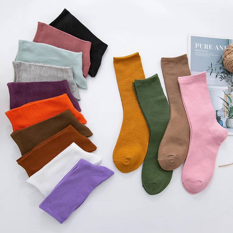 Colorful  Cotton Fashion Socks Socks OEM Personalized Logo Custom Design Pattern White Stock Lot DRY