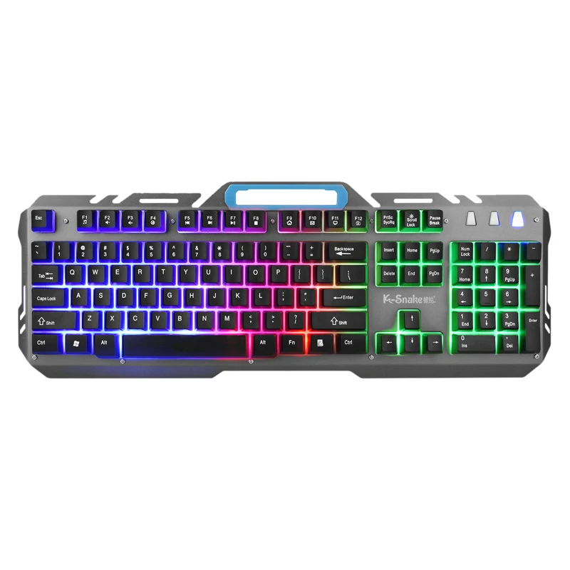 Multimedia Ergonomic LED USB Wired Colorful Breathing Waterproof Computer Gaming Keyboard