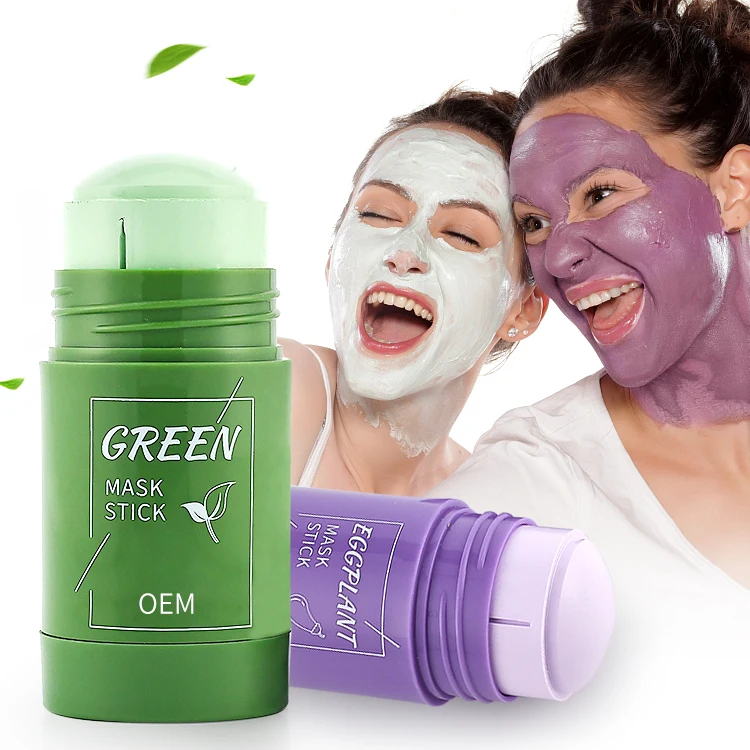Amazon Hot Sale Natural Organic Face Skin Care Oil Control Purifying Facial Clay Mud Solid Green Tea Mask Stick