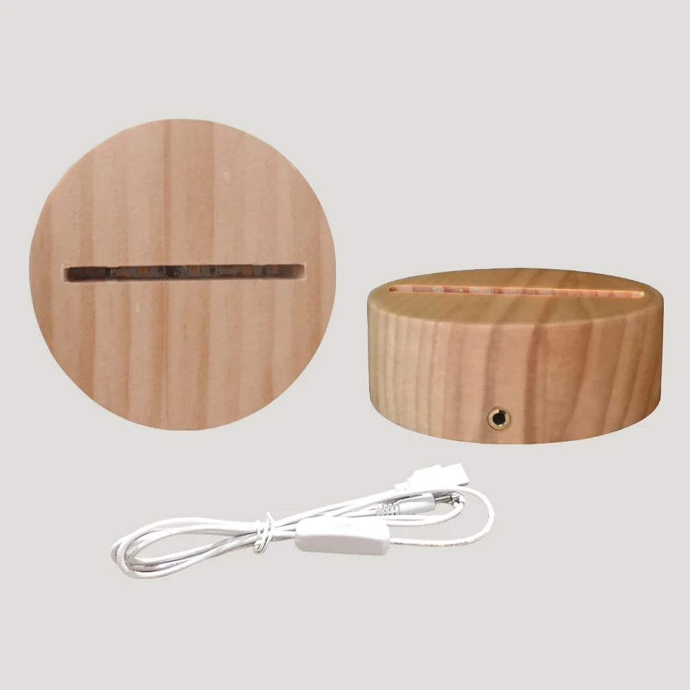 3d Night Light Wooden Led Light Lamp Base