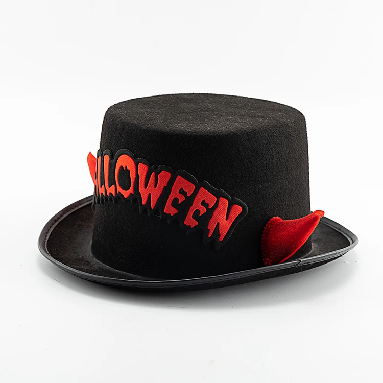 Custom Your Own Logo Halloween Horns Lincoln Black Top Hat