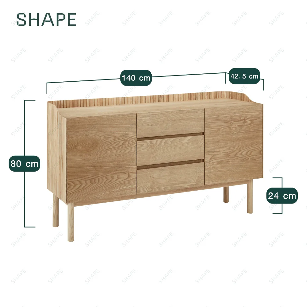 2022 современный роскошный шкаф-сервант из фанеры и твердой золы с двумя дверями и тремя ящиками