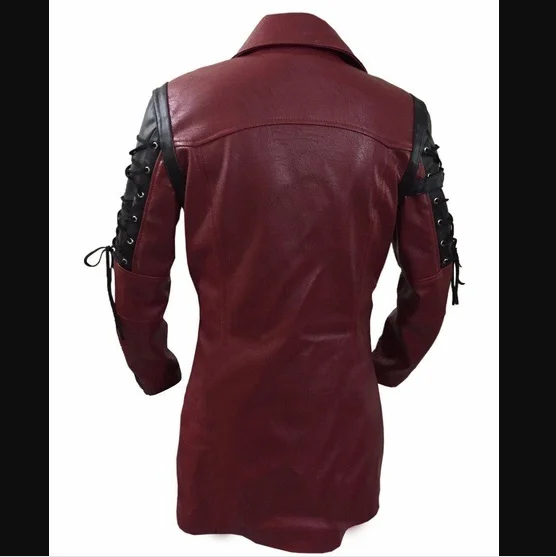 Mens Punk Leather Jacket Button Drawstring Long PU Leather Jacket Plus Size Moto Biker Leather Jacket 5XL