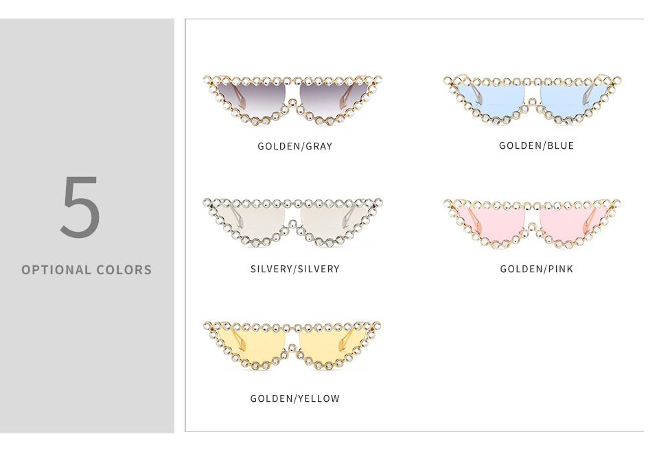 luxury rhinestone women sunglasses cat eye pearl metal sun glasses brand designer italy custom logo wholesale oculos