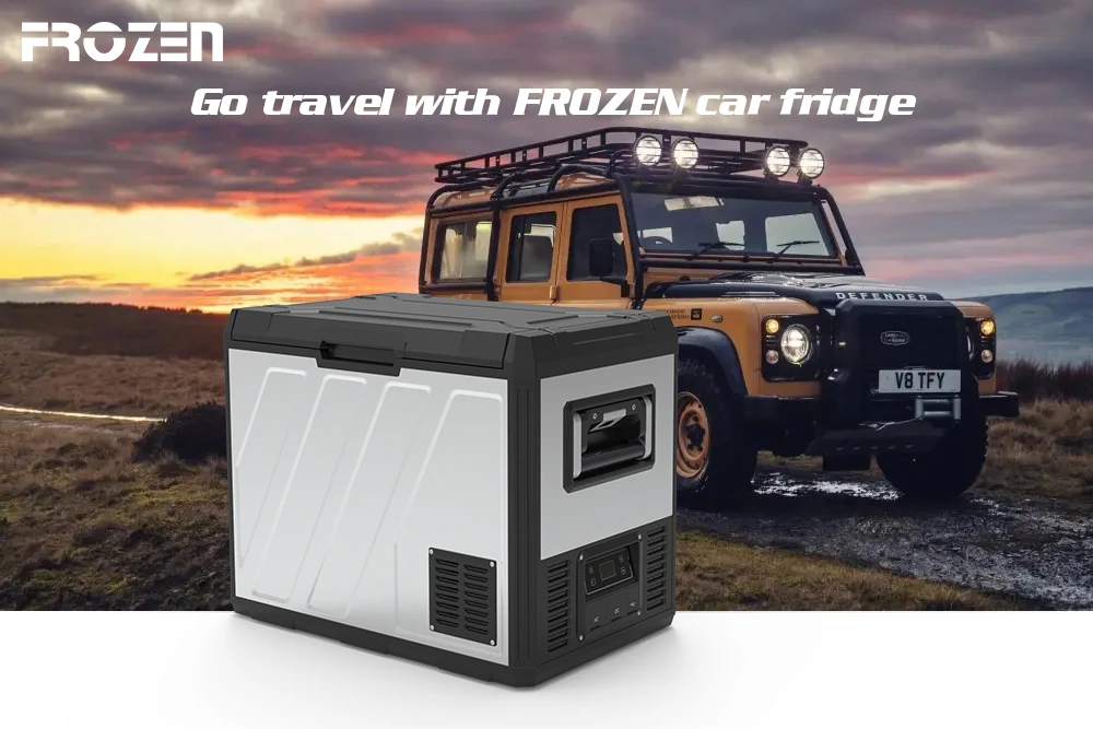 FROZEN 60L Single Zone Compressor Camping Refrigerator 12V 24V Car Fridge Freezer Cooler Box with handle