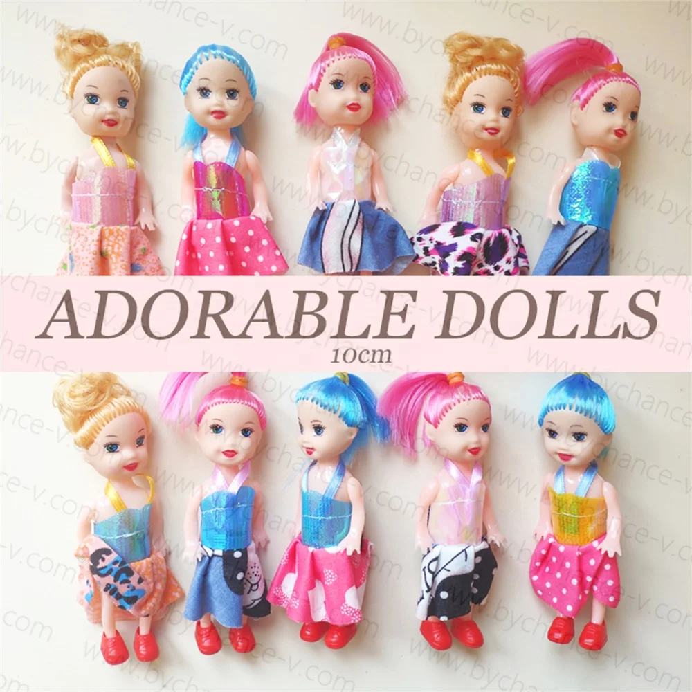 party event delightful free gift for little girls 10cm golden hair girls doll with beautiful dresses dollhouse pretend play toy