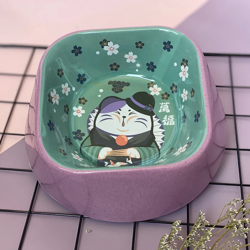 Милая миска для домашних животных из бамбукового волокна, миска для еды для кошек, собак, щенков