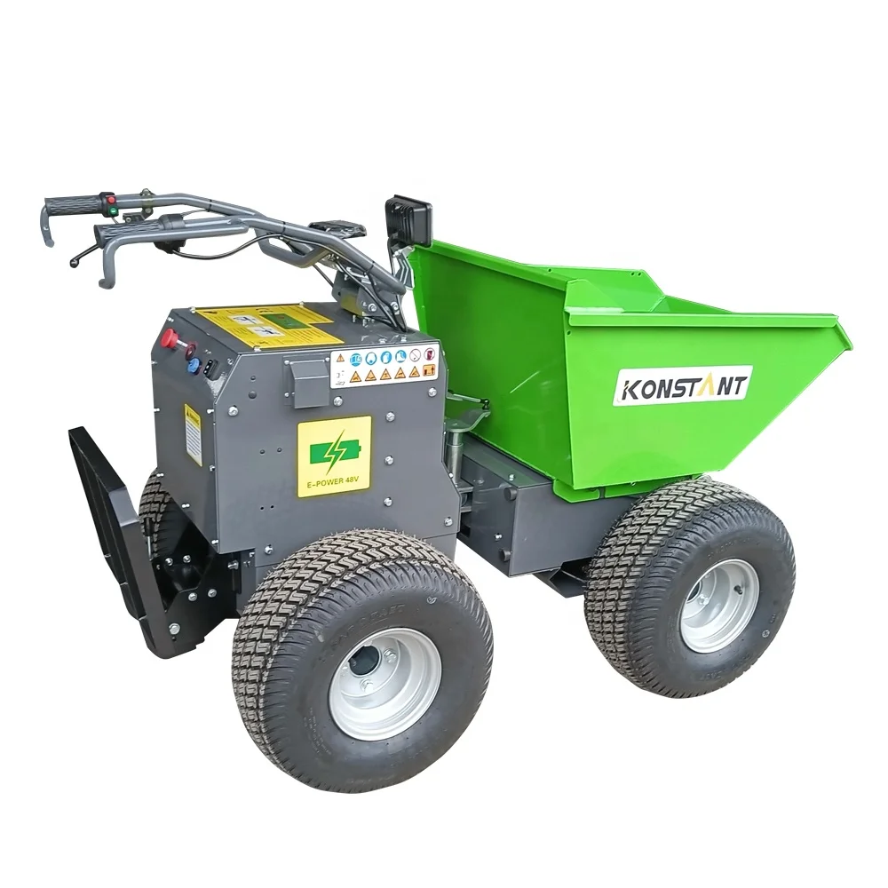 KONSTANT 300KG Mini Dumper Electric 4WD Concrete Power Buggy Barrow 1600W Construction Small Hydraulic Dumper Battery Minidumper
