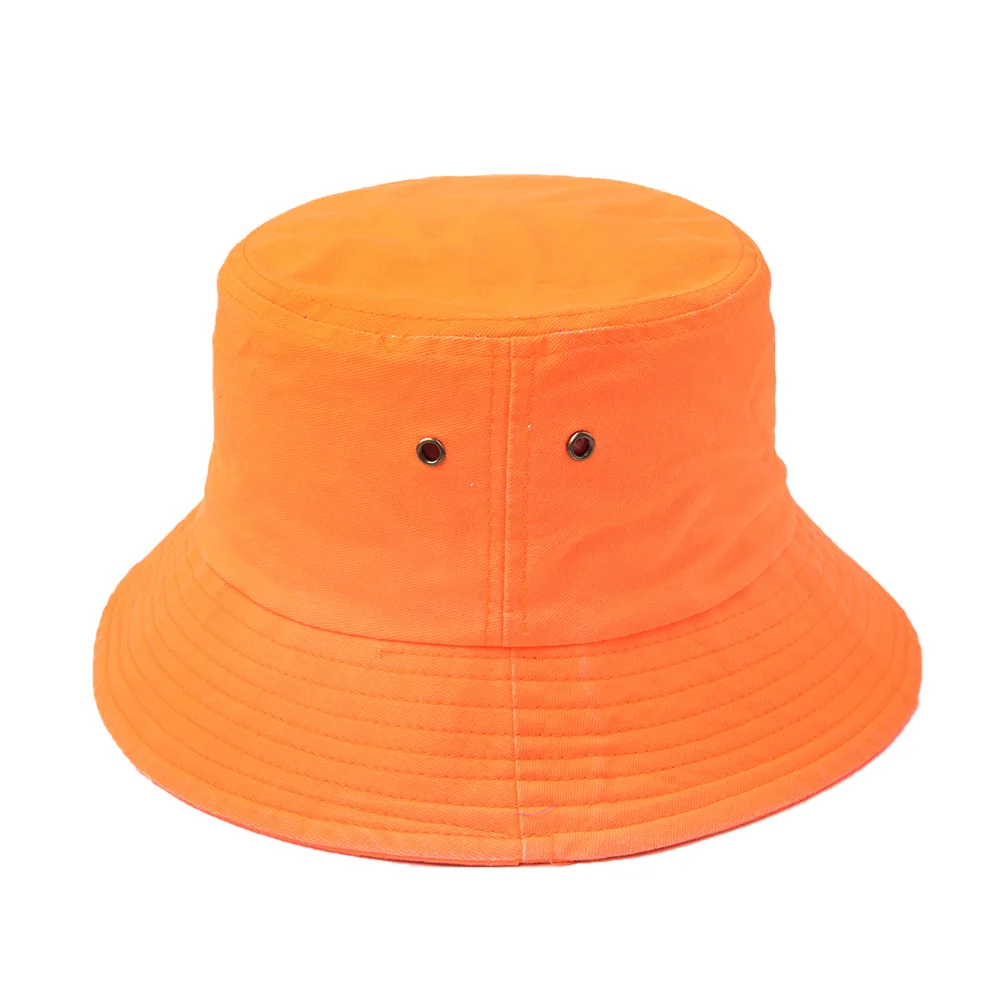 Hot Sell Neon Color Bucket Hat Plain Solid Stylish Bonnie Cap Fluorescent Green Bucket Hats
