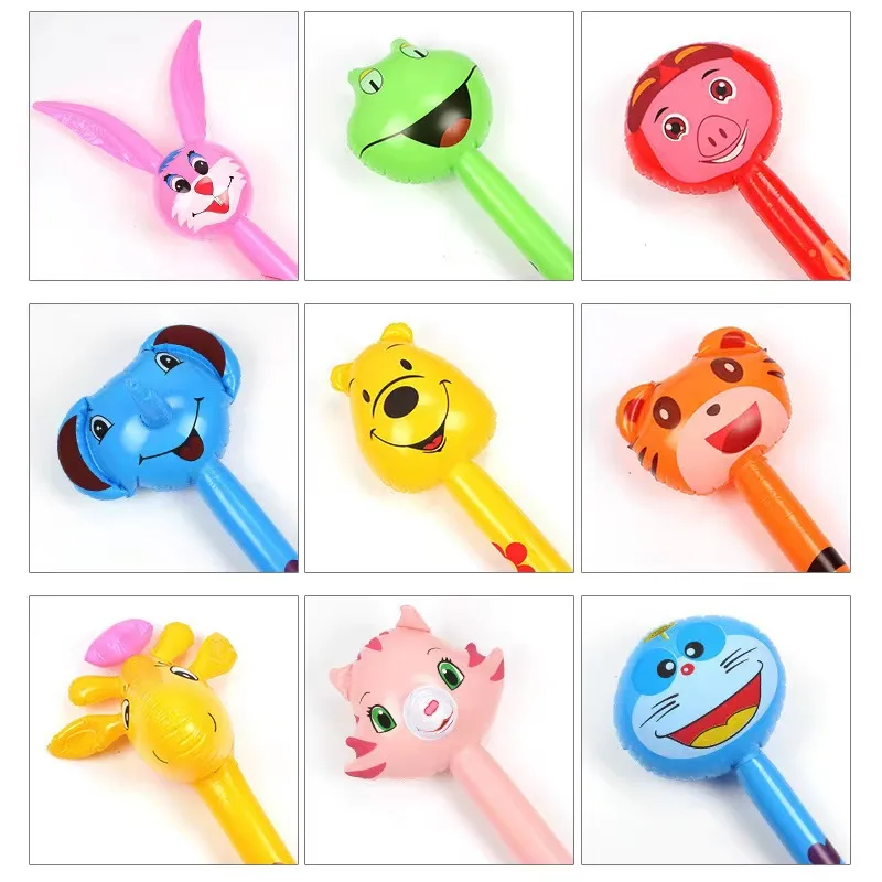Hot Sale Children Outdoor PVC Inflatable Long Stick Cartoon Animal Cheer Stick