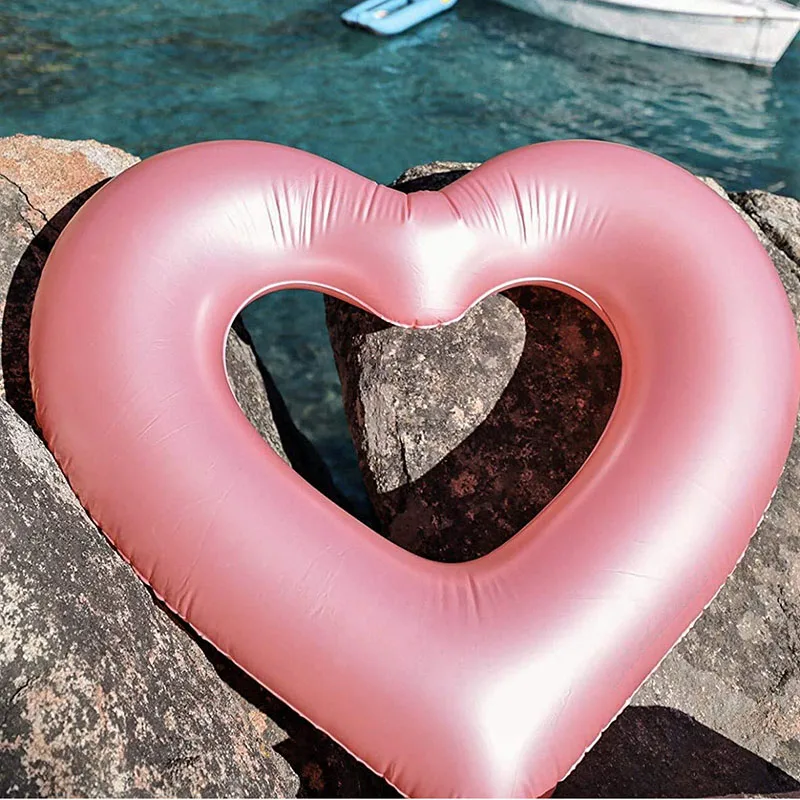 Sweet Love Swim Rings Float Loungers Tube for Summer Water Fun Beach Party Toys for Kids, Adults Inflatable Heart Pool Float