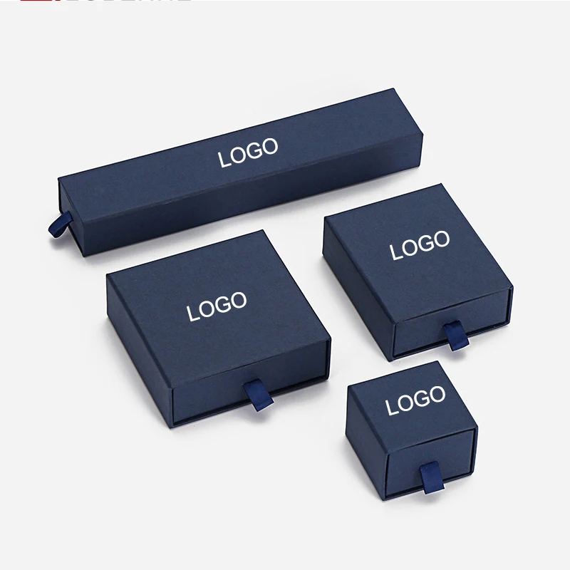 Custom Logo Printed Jewel Packs White Jewelery Pull Put Display Box Jewelry Gift Boxes